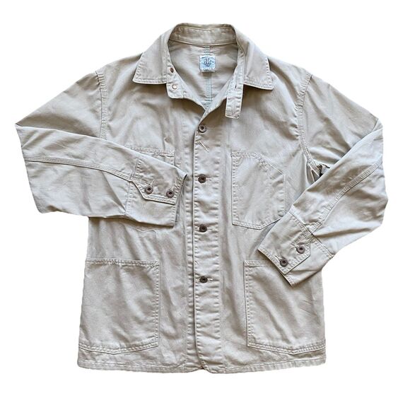 Post Overalls Chore Jacket Medium Khaki Tan Chinstrap Cotton O'alls - Picture 2 of 9